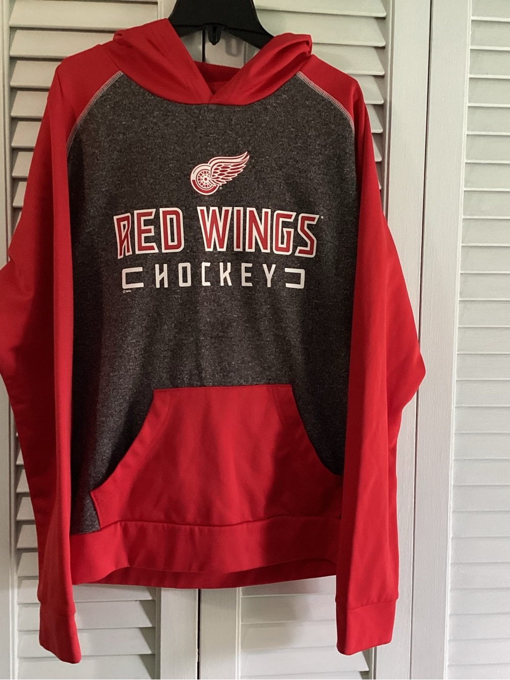 Fanatics Detroit Red Wings Red and Charcoal Crewneck Hoodie